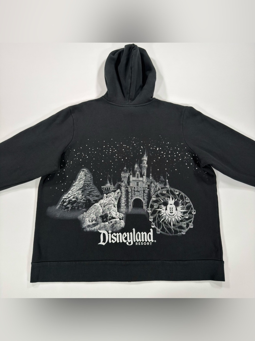 Disney Parks Disneyland Resort Full Zip Hoodie Sweatshirt Mens 3XL Black Castle